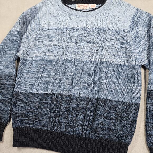 Vintage Campus Sweater Mens Large Ombre Grandpacore Preppy Beachy 90s Acrylic - Picture 2 of 7